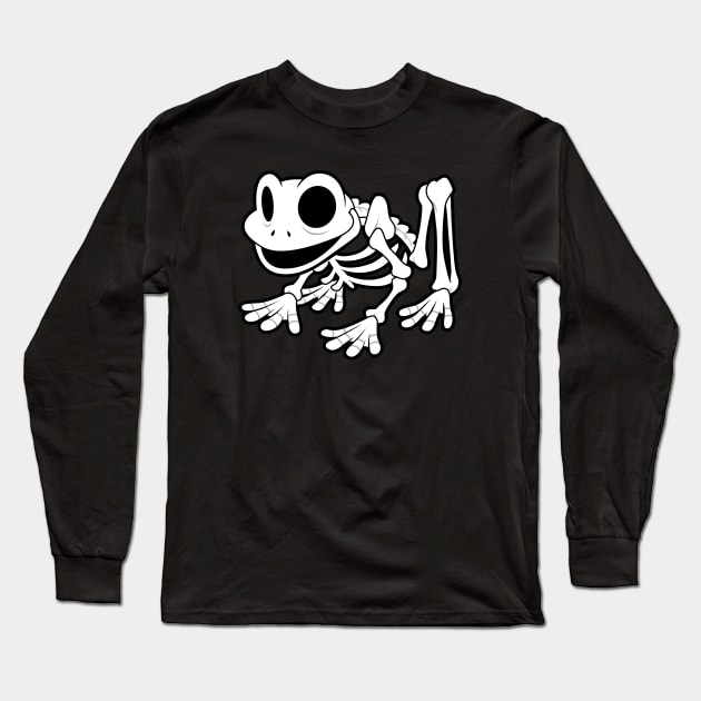 Skelly Frog Long Sleeve T-Shirt by Victorpierceart